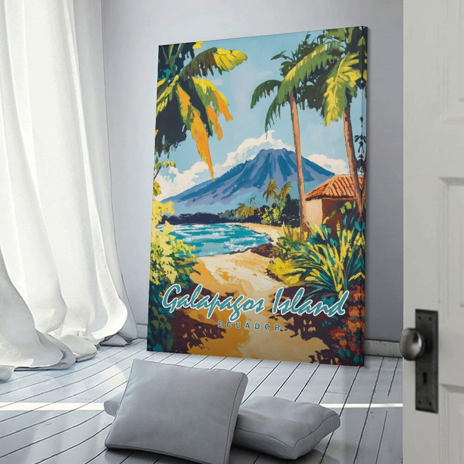 Junmoney Galapagos Island Painting Home Decor Wall Art 24x36inch(60x90cm), for Office, Study Or Home Workspace, Home Office Artwork with Decorative Appeal