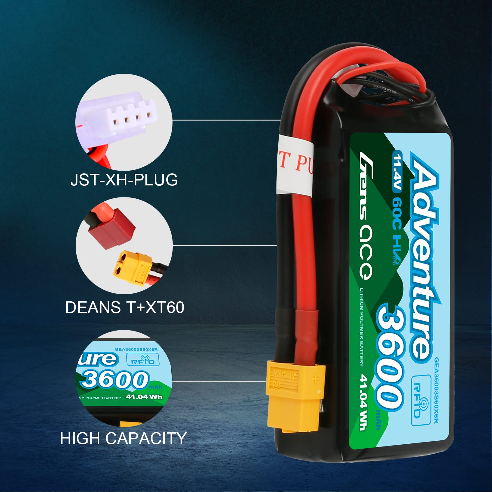 Amazon.com: Gens ace 3S Lipo Battery 11.4V 60C 3600mAh Lipo