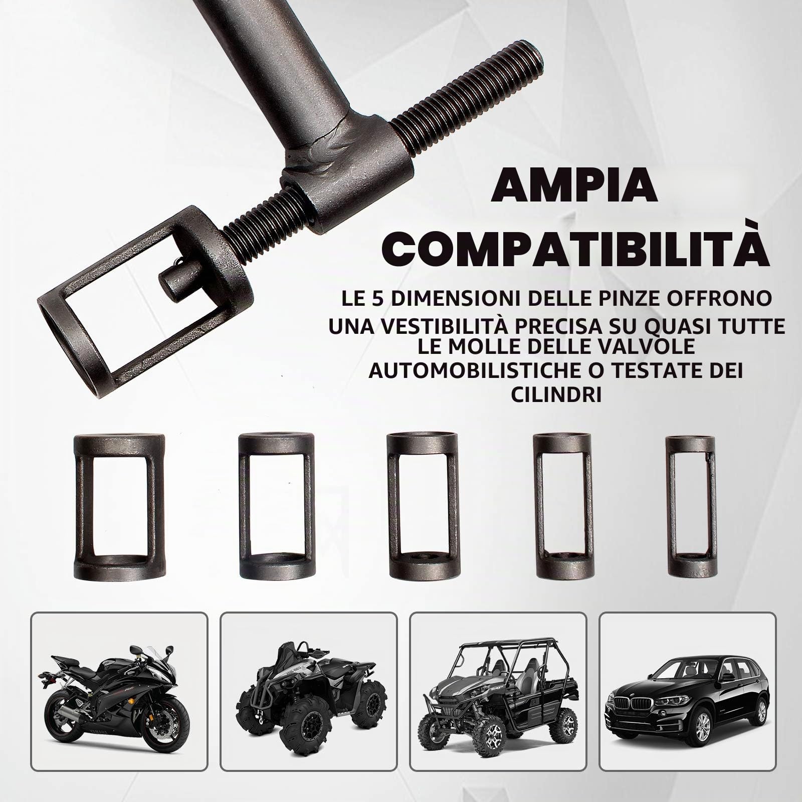 CCLIFE Compressore Molle Valvola Universale, Set 10 Pezzi, Gamma 16-30mm, con Custodia Portatile