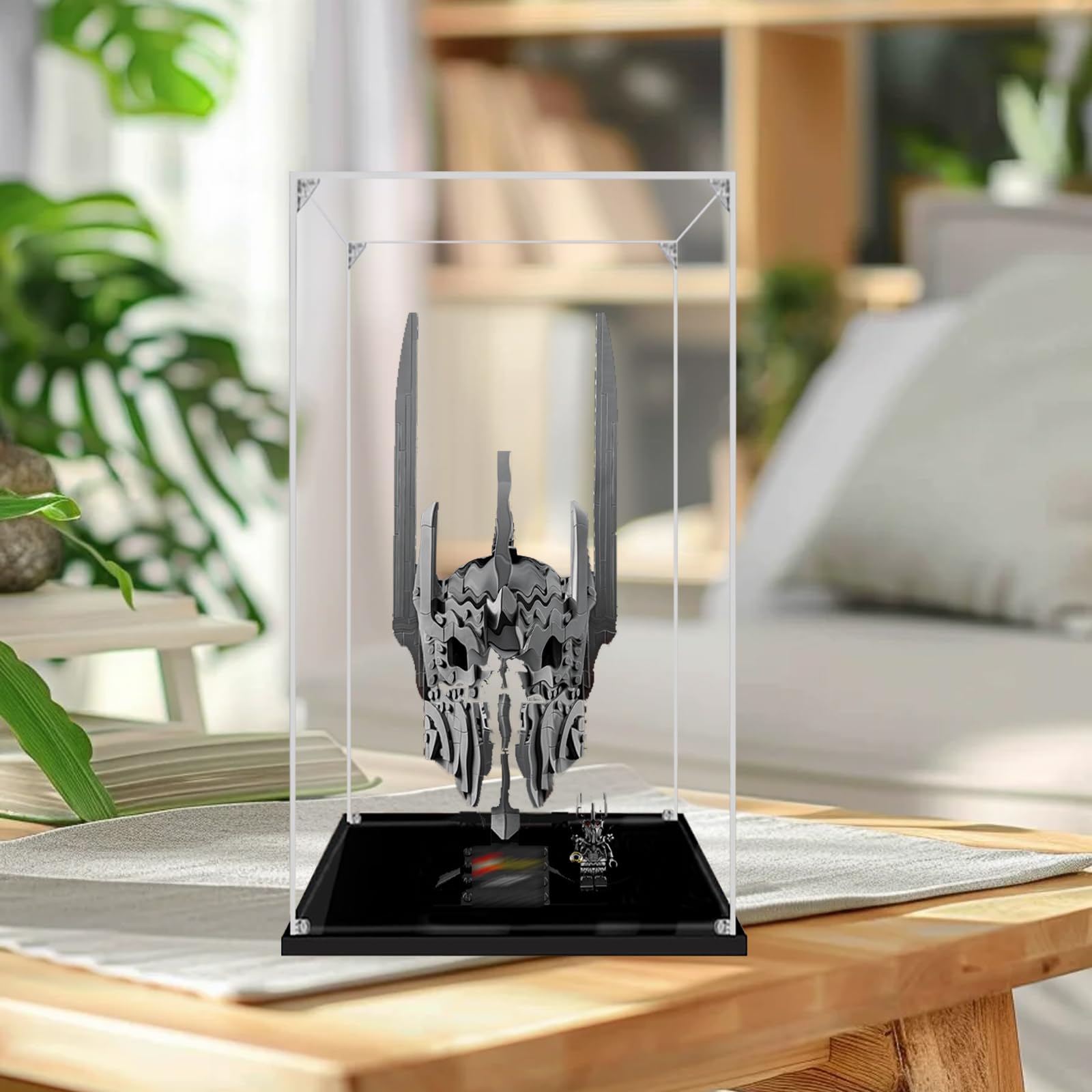 Acrylic Display Case for Lego 11373 Saurons Helmet Construction Kit, Dustproof Transparent Box - Display Case Only, Showcase Compatible with Lego 11373 (2mm)