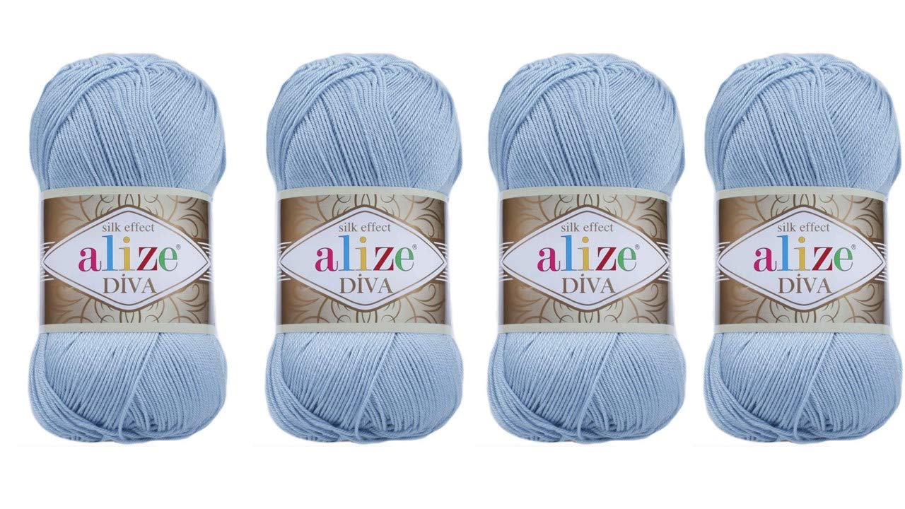4 Balls Hand Knitting Yarn 100% Microfiber Acrylic Yarn Alize Diva Silk Effect Thread Crochet Art Lace Craft Lot of 4 skeins 400gr 1532yds (350)