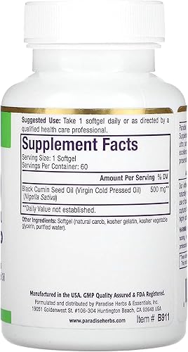 Miniatura 2 de Paradise Aceite de semilla negra, rico en antioxidantes, apoyo inmunológico, súper potente, ultra puro, vegano, sin OMG, sin gluten, 60 cápsulas