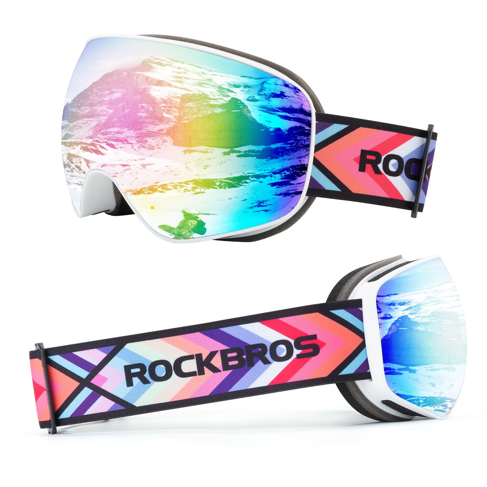 ROCKBROS Ski Goggles, Snowboard Goggles for Men Women, Kids, Youth, UV Protection Anti-Fog Skiing Glasses