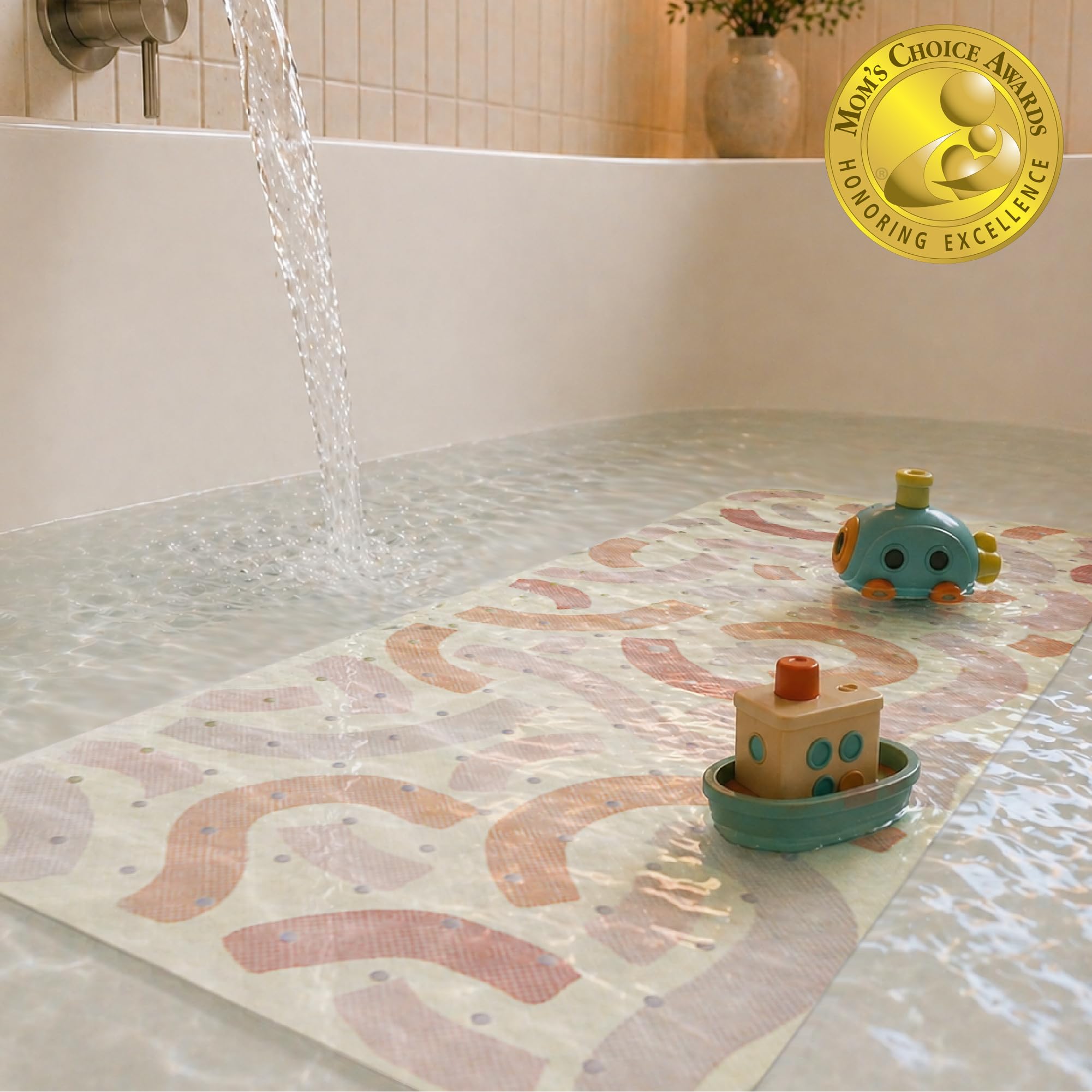 Hakuna Matte Gentle Arcs - Tappetino da bagno per bambini, antiscivolo, 100 x 40 cm, con gancio, antiscivolo, senza BPA