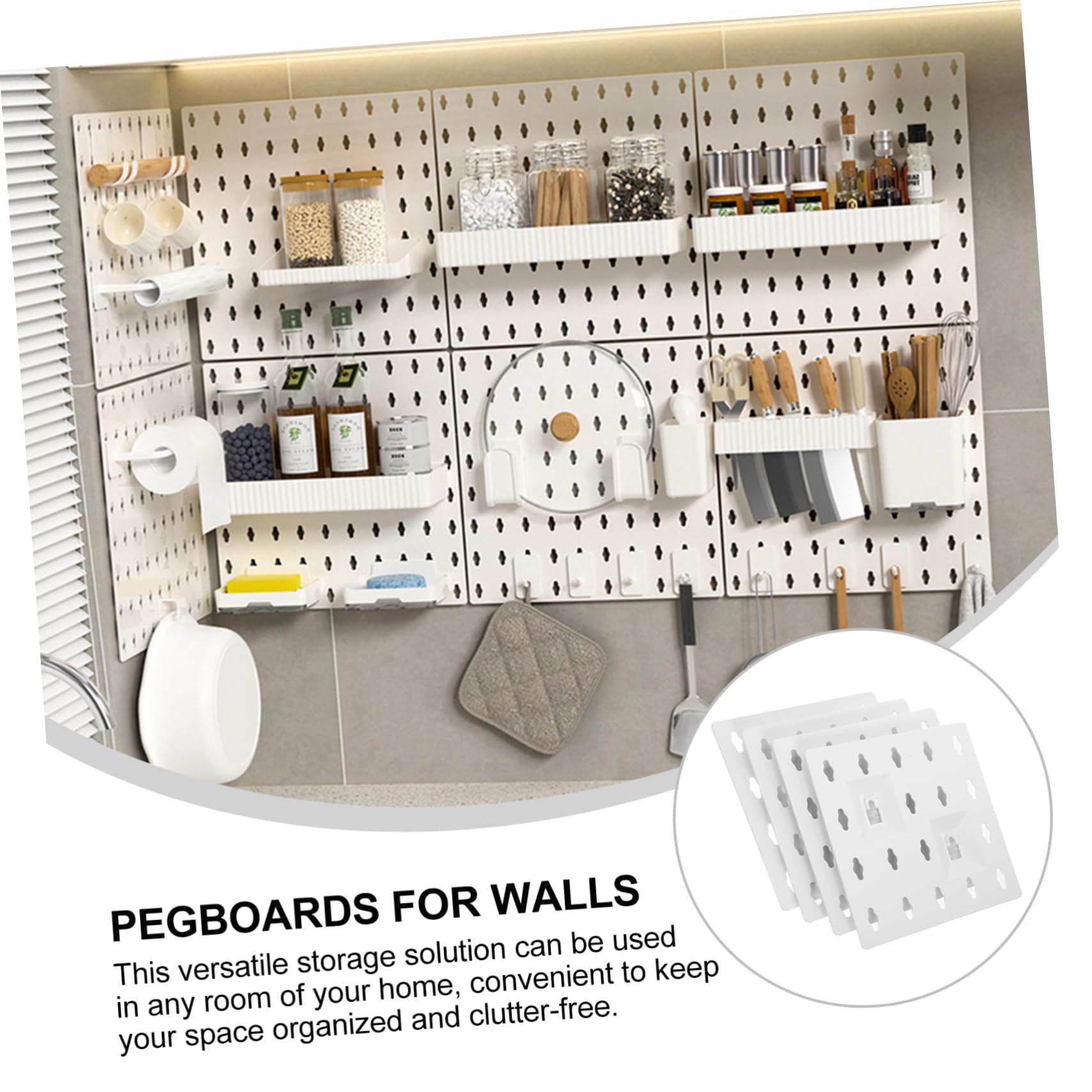 OSOLADY Peg Board Garage Wall Organizer Pegboard Organizer Pegboard Panel Display Wall Board Panel Garage Pegboard Tool Organizer Pegboard Wall Organizer Pegboards for Walls PVC White