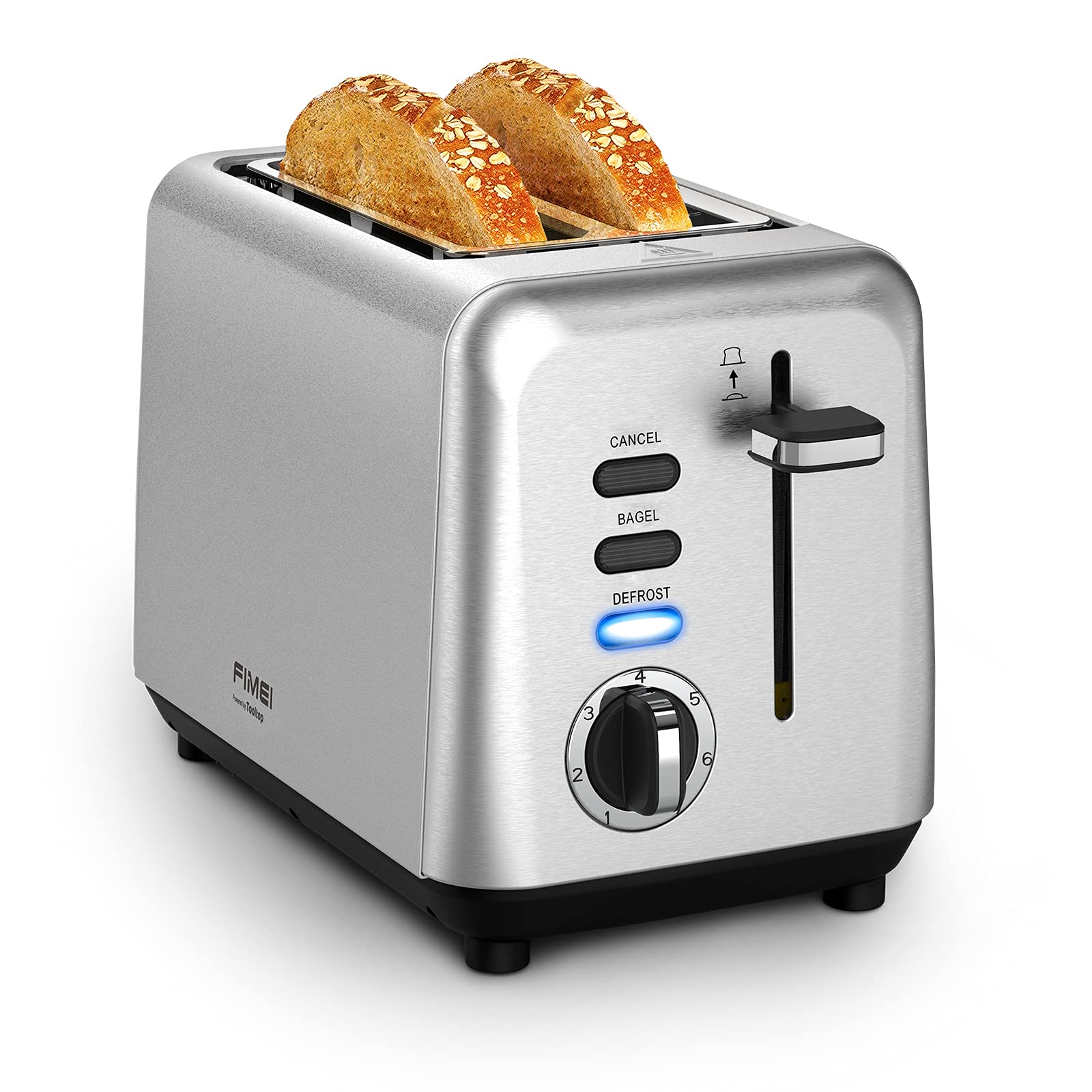 Toaster 2 Slice, FIMEI Stainless Steel Smart Small Toaster with Bagel, Defrost, Cancel Functions, 7 