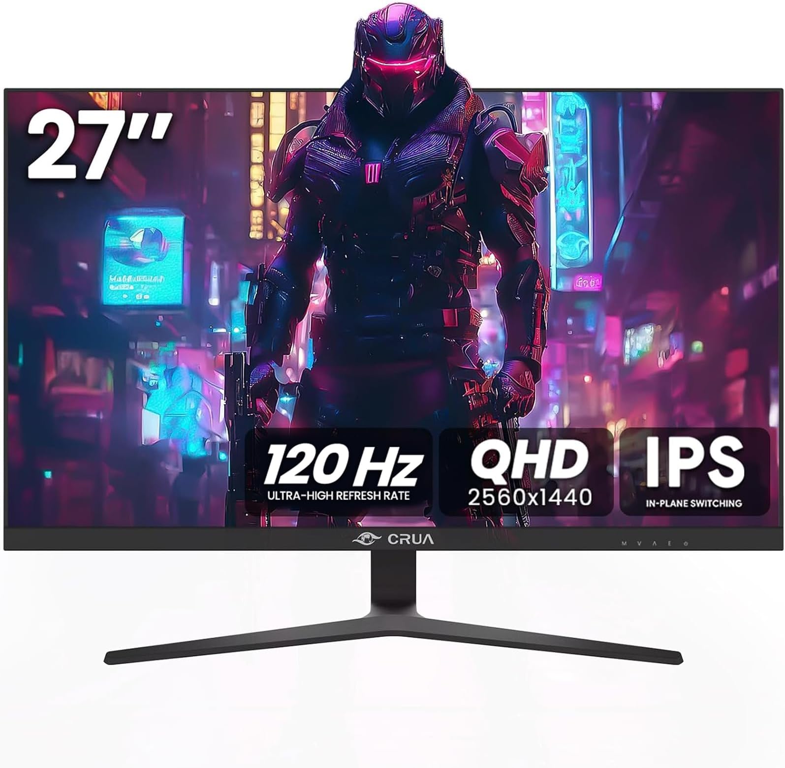 CRUA 27 Inch Gaming Monitor, QHD 1440P 120Hz IPS Computer Monitor, 120% sRGB, AMD Freesync, HDMI 2.0 & Displayport 1.2, Low Blue Light, Support Wall Mountable Installs/Tilt Adjustable-Black