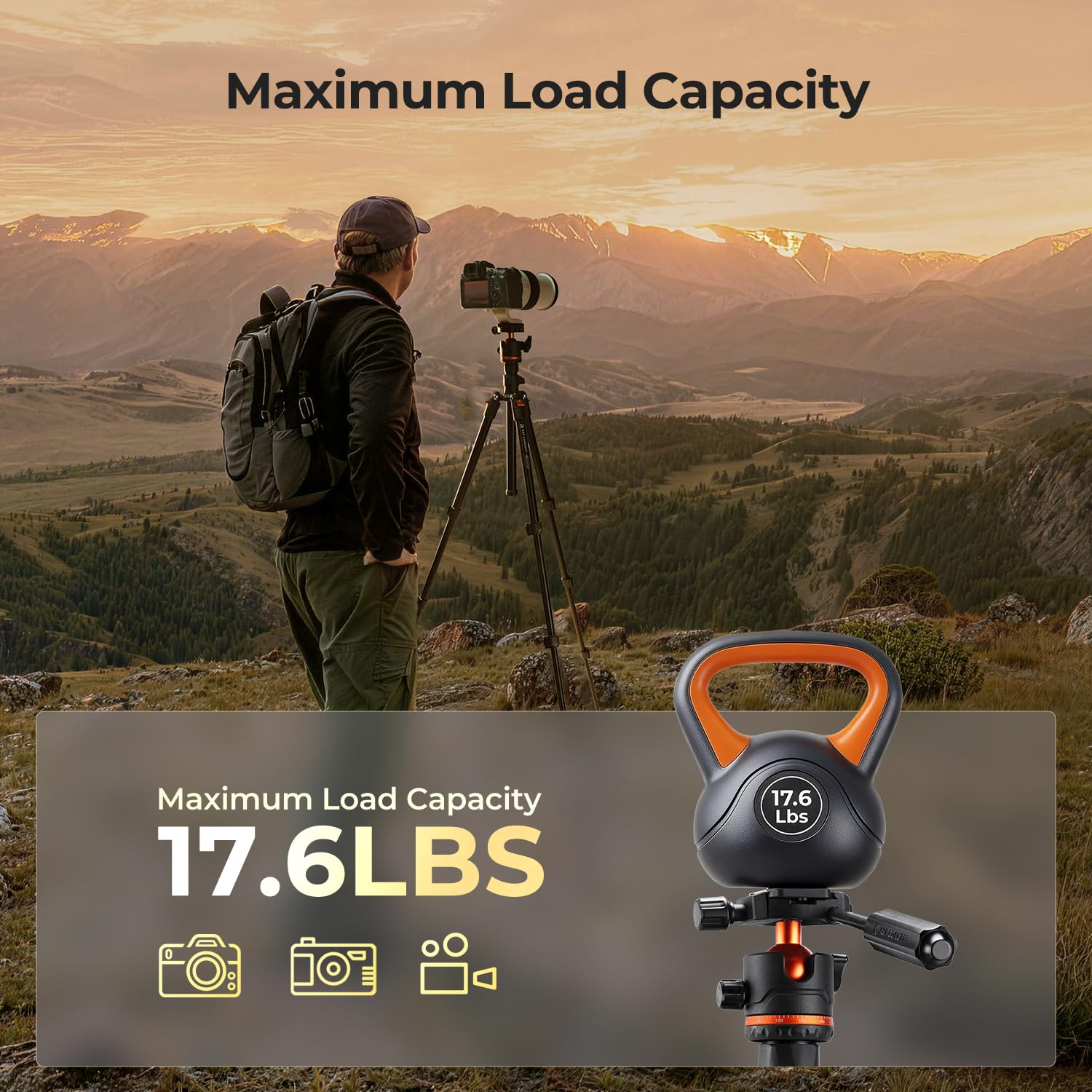 Statyw fotograficzny K&F Concept Tripod (z uchwytem na telefon, 182 cm + 8 kg)