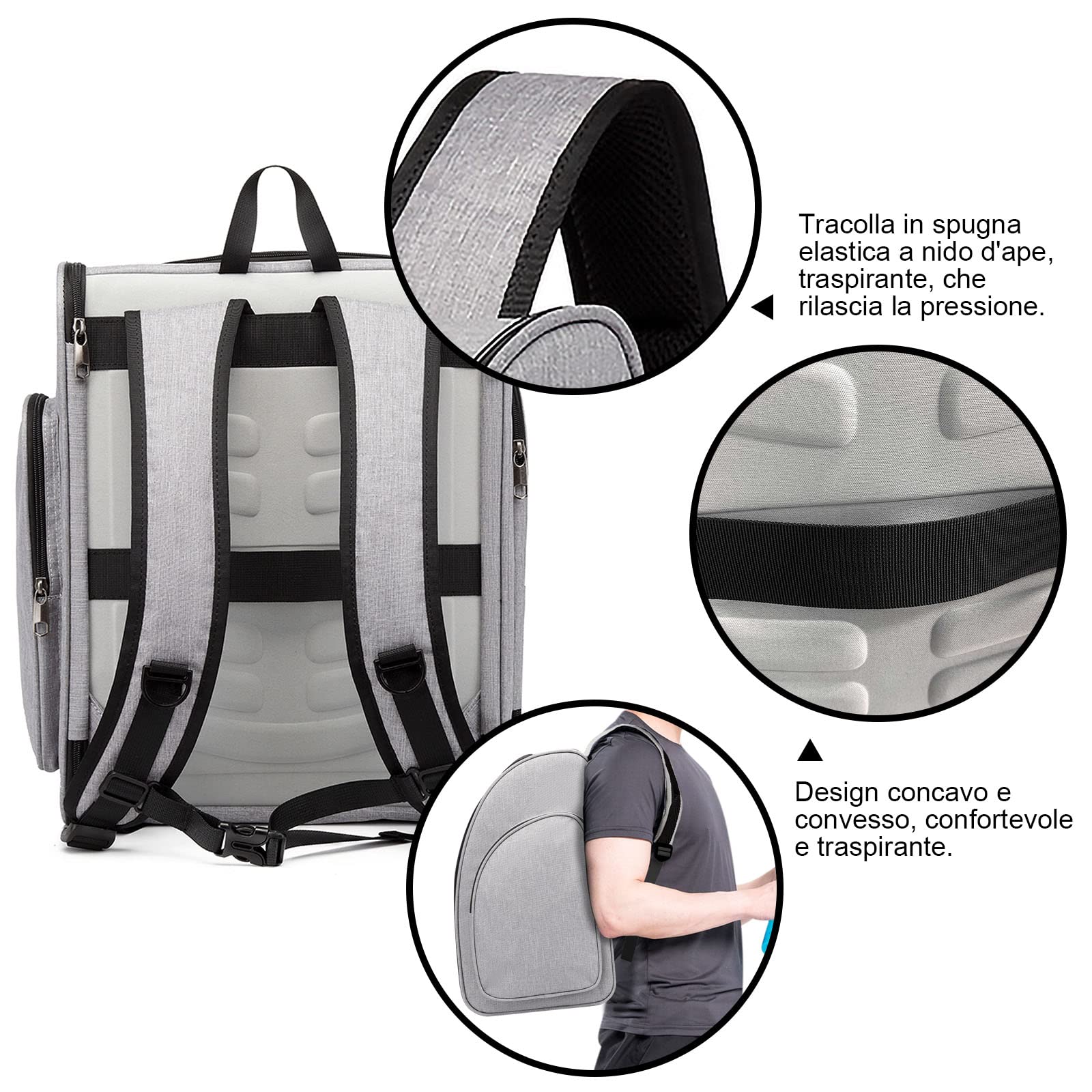 ZFSOCK Zaino Trasportino per Gatto Cani: Piccoli Animali Domestico Cane e Grande Gatti 10 KG Borsa Portatile Traspirante Pieghevole con Cinturino di Sicurezza Interno per Viaggo Campeggio - Grigio