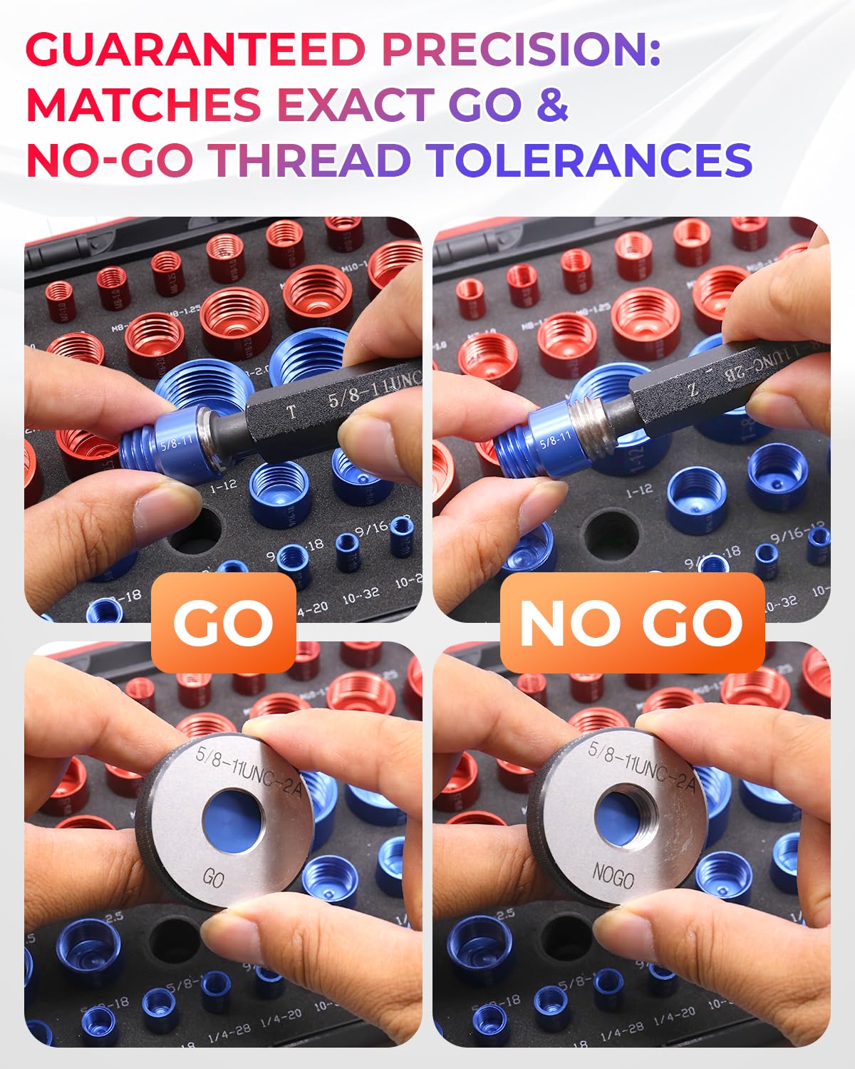 52pcs Thread Checker, 27 SAE & 25 Metric Nut and Bolt Thread Checker, Thread Gauge, Bolt Size Finder Kit for Size Check in Tricky and Narrow Areas