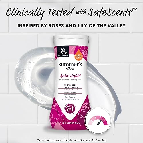 Miniatura 4 de Summer's Eve Noches Ámbar con Extractos de Avena y Karité, Jabón corporal femenino refrescante diario para todo el cuerpo, elimina el mal olor
