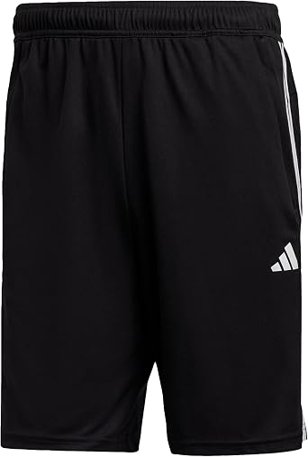 adidas Men's Train Essentials Piqu  3-Stripes Training Shorts, Black/White, M