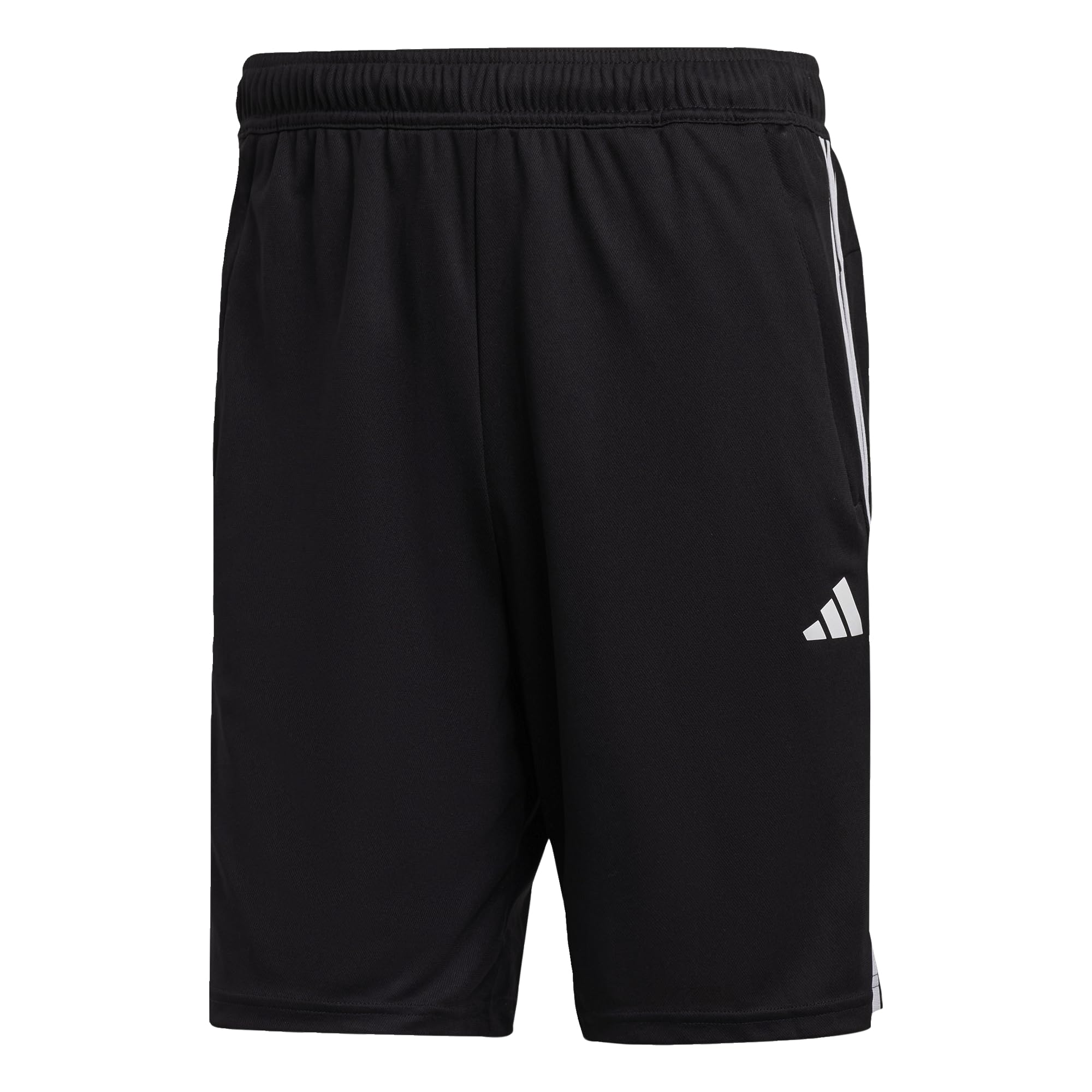 Men's Train Essentials Piqué 3-Stripes Training Shorts, Black/White, M