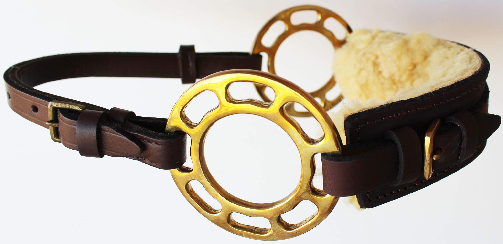 Challenger TackHorse Western Fleece Padded Brown Leather Brass Adjustable Hackamore 35H42