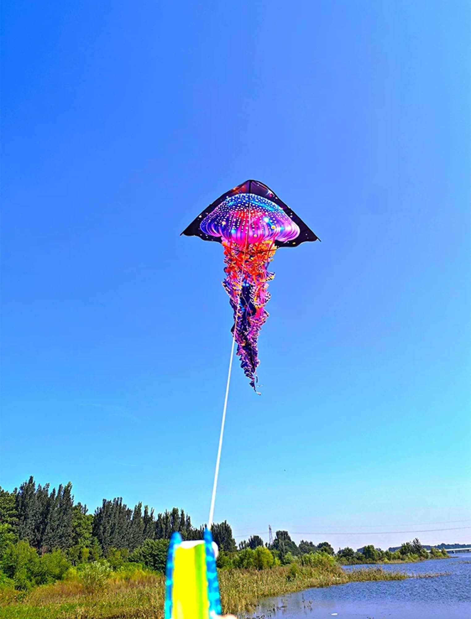 Cometa De Medusa Grande para Adultos, De Una Sola Línea con Enrollador, Postes De Vidrio Y Tela De Rejilla, Cometa Al Aire Libre para Playa Y Parque(String1312ft,55x110in)