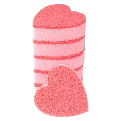 Globetrotting Merchant-Heart Shaped, Dual-Sided Kitchen Sponge and Scrubber for Washing Dishes, Pots & Pans and General Household Cleaning, (6 Pack).