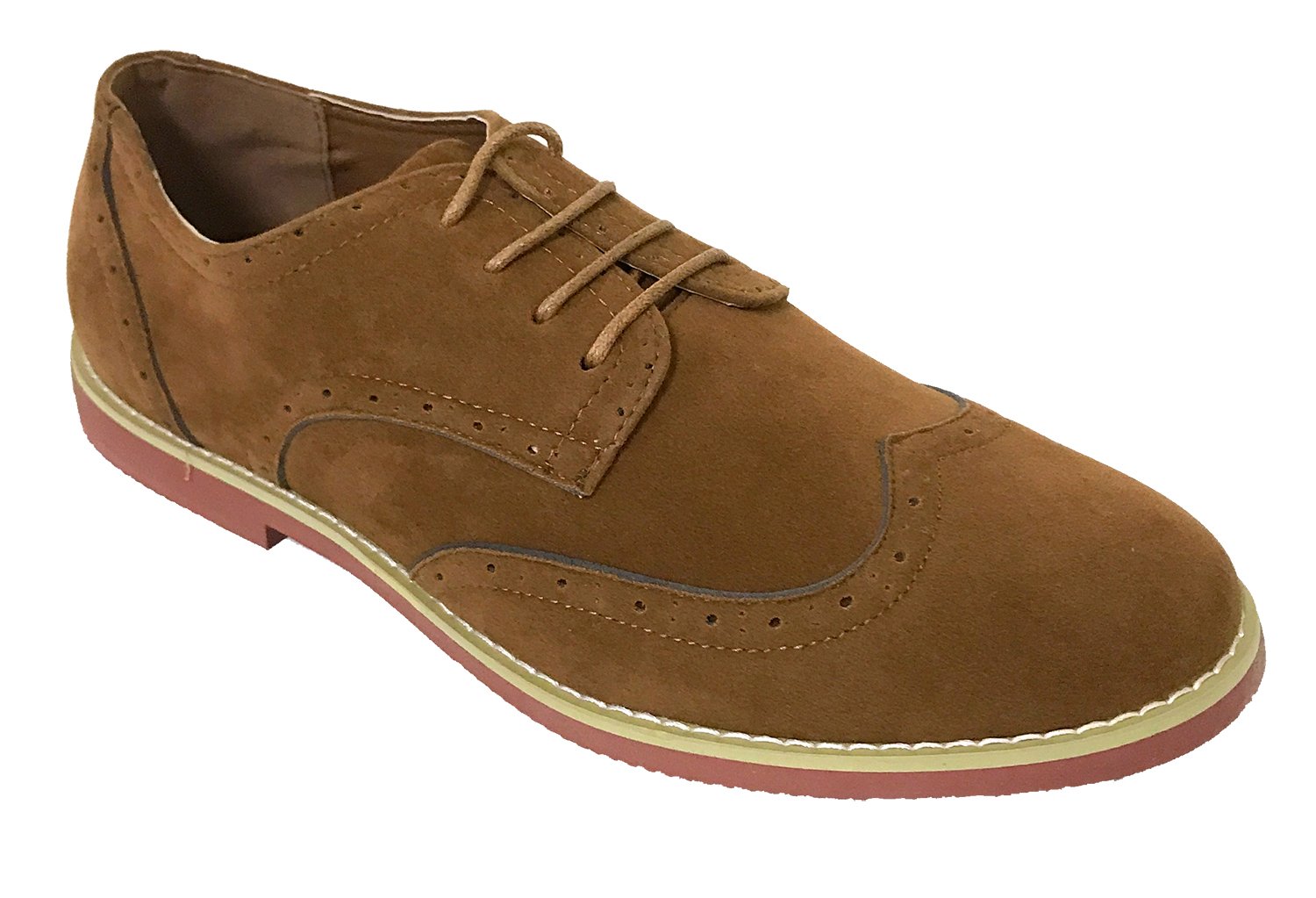 DK2S Mens Dress Suede Wingtip Classic Brogue Lace Up Leather Lined Oxfords Casual Shoes