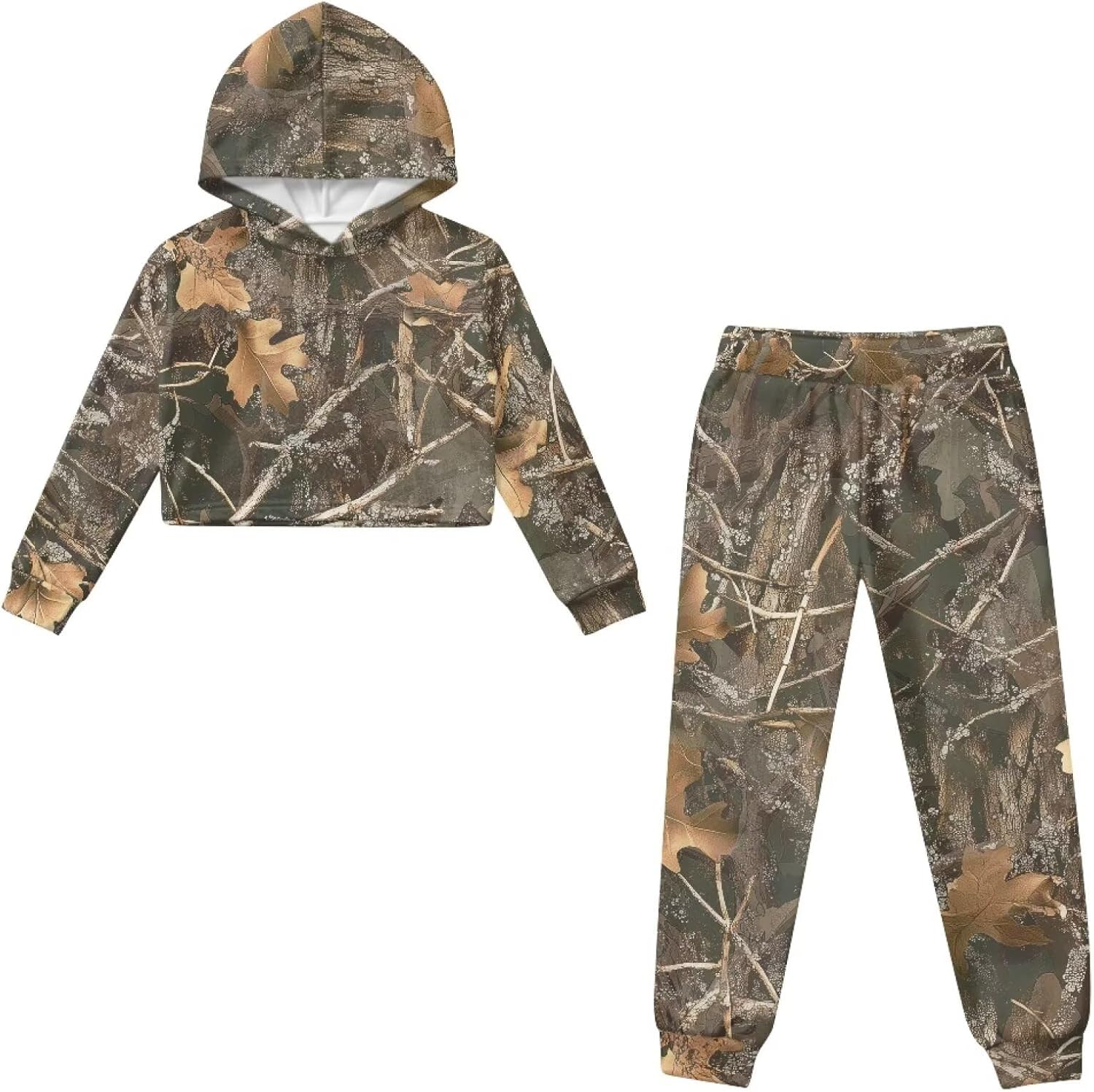 Rnyleeg Fashion Girls Crop Tops Hoodies 4-13Y Long Sleeve Clothing Sets 2 Piece Outfit Sweatsuits Fall Winter Matching Sets