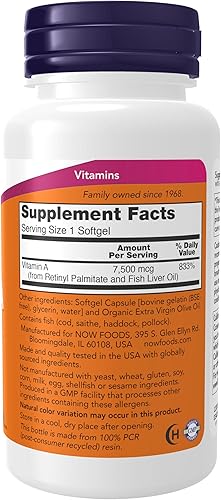 Miniatura 2 de Vitamina A 25000IU NOW139 250 1 1