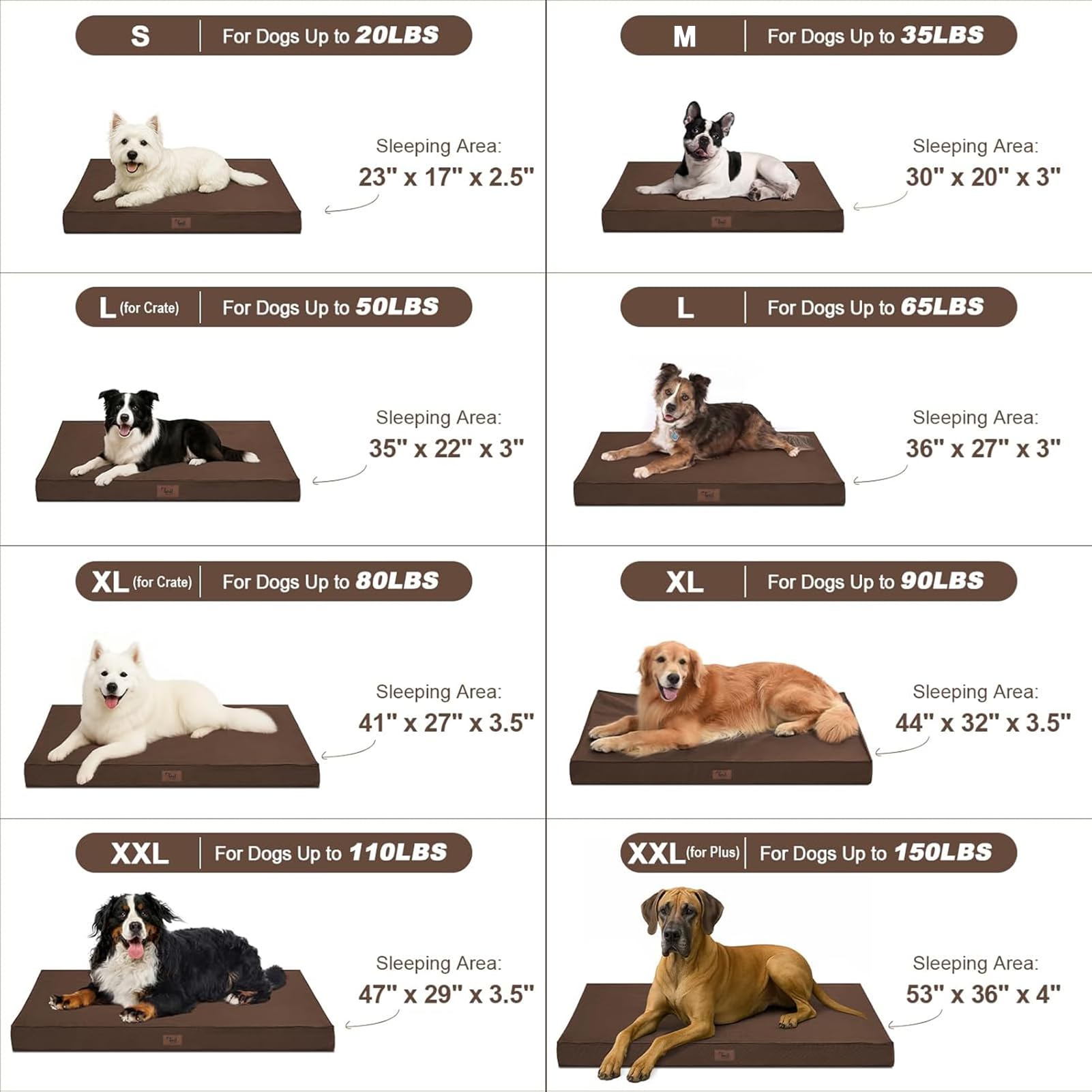 Outdoor Allwetter Hundebett Wasserdicht – Orthopädischer Eierschaum, Abnehmbarer Bezug, Für Große Hunde, 4 Größen