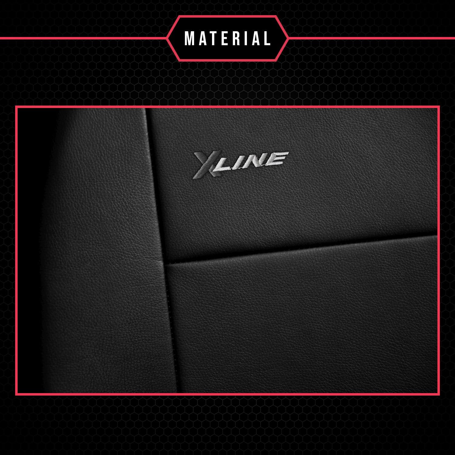 3er Set Autositzbezüge PKW universal | Auto Sitzbezüge Kunstleder Schwarz für Airbag geeignet | für Vordersitze und Rückbank 1+1 Autositze vorne und 1 Sitzbank hinten teilbar Reißverschlüsse