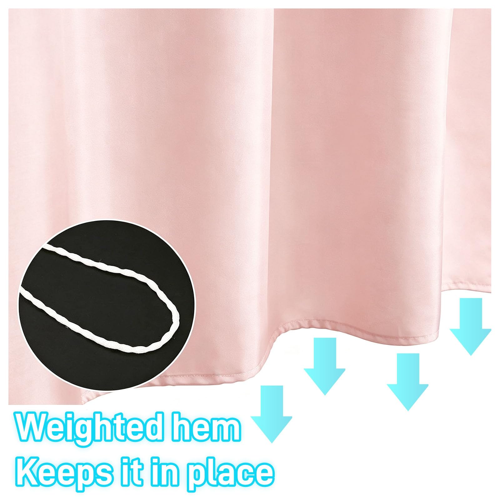 Rideau de Bain Rideau de Douche Anti Moisissure 260x280cm Rose