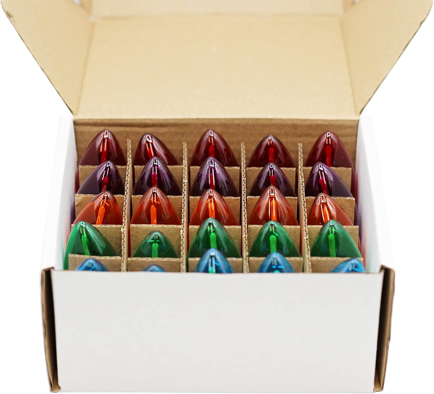 Creative Hobbies® Box of 25 Colored Light Bulbs, Random Blinking, 7 Watt, C7 Candelabra Base -Great for Night Lights and Christmas Strings