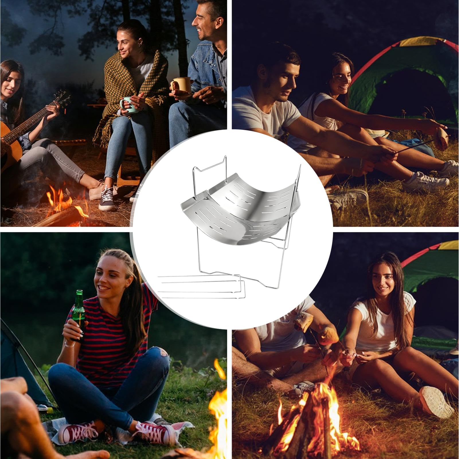 Supporto Per Fuoco Da Campo Portatile Acciaio Inossidabile da Campeggio | Supporto per Fornello da Campeggio Per Picnic All Aperto Tenda Camper Pesca Spiaggia Gite Casa Giardino