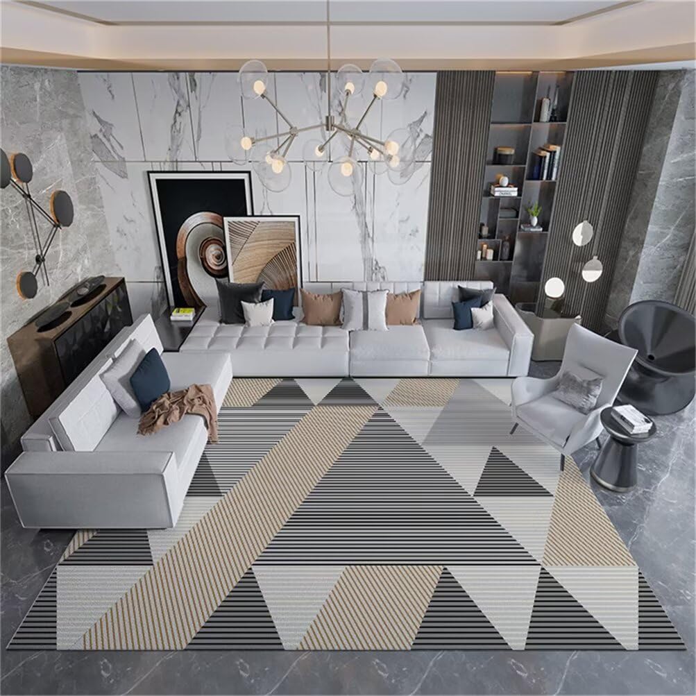 Tapis de salle à manger gris à rayures pour des repas conviviaux