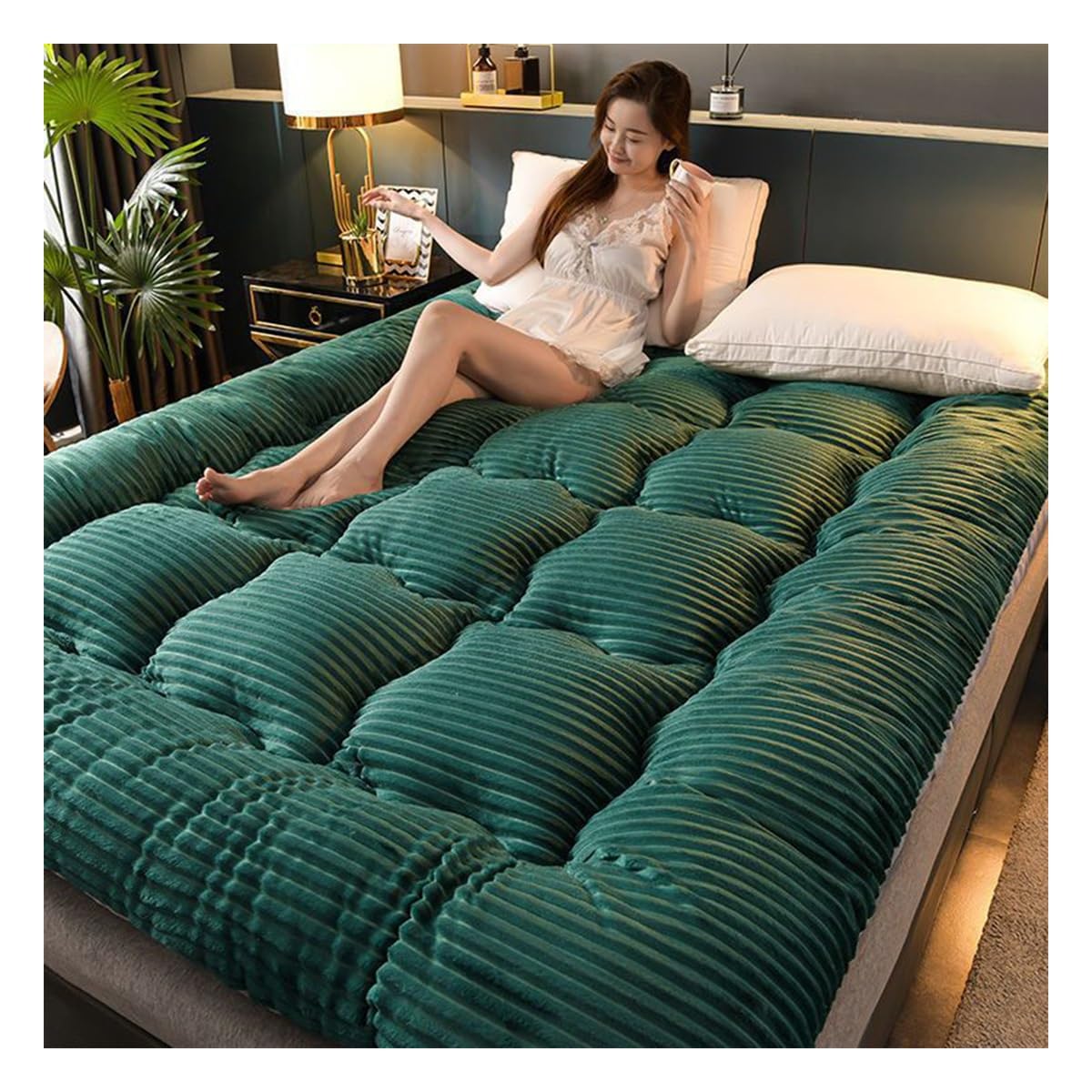 Obong C Plush Extra Thick Lamb Wool Mattress Topper Queen For Softening Firm Mattress Breathable Mattress Pad Pillow Top Bed Toppers Warmth Futon Mattress (Color : Size : Small Double-120 * 200Cm)