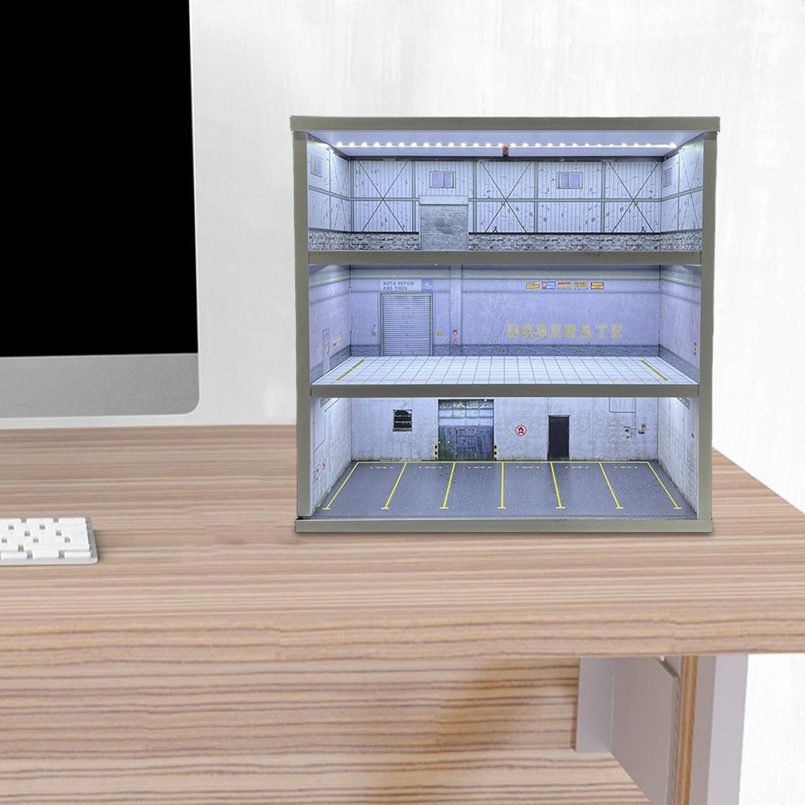 Modellauto Vitrine Im Maßstab 1:64, Parkplatzszene, Garagendiorama, mit, Sammlergeschenk, Ornament, Miniaturszene, Style B