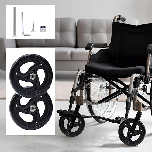 Miniatura 4 de Wealrit Black Solid Walker Wheels Reemplazo  Ruedas rodantes de 6 pulgadas (paquete de 2)