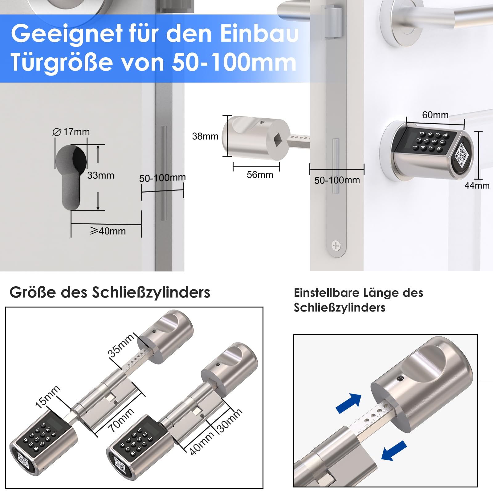 WELOCK PCB01 Elektronisches Türschloss Code,RFID-Karte,APP und WiFi
