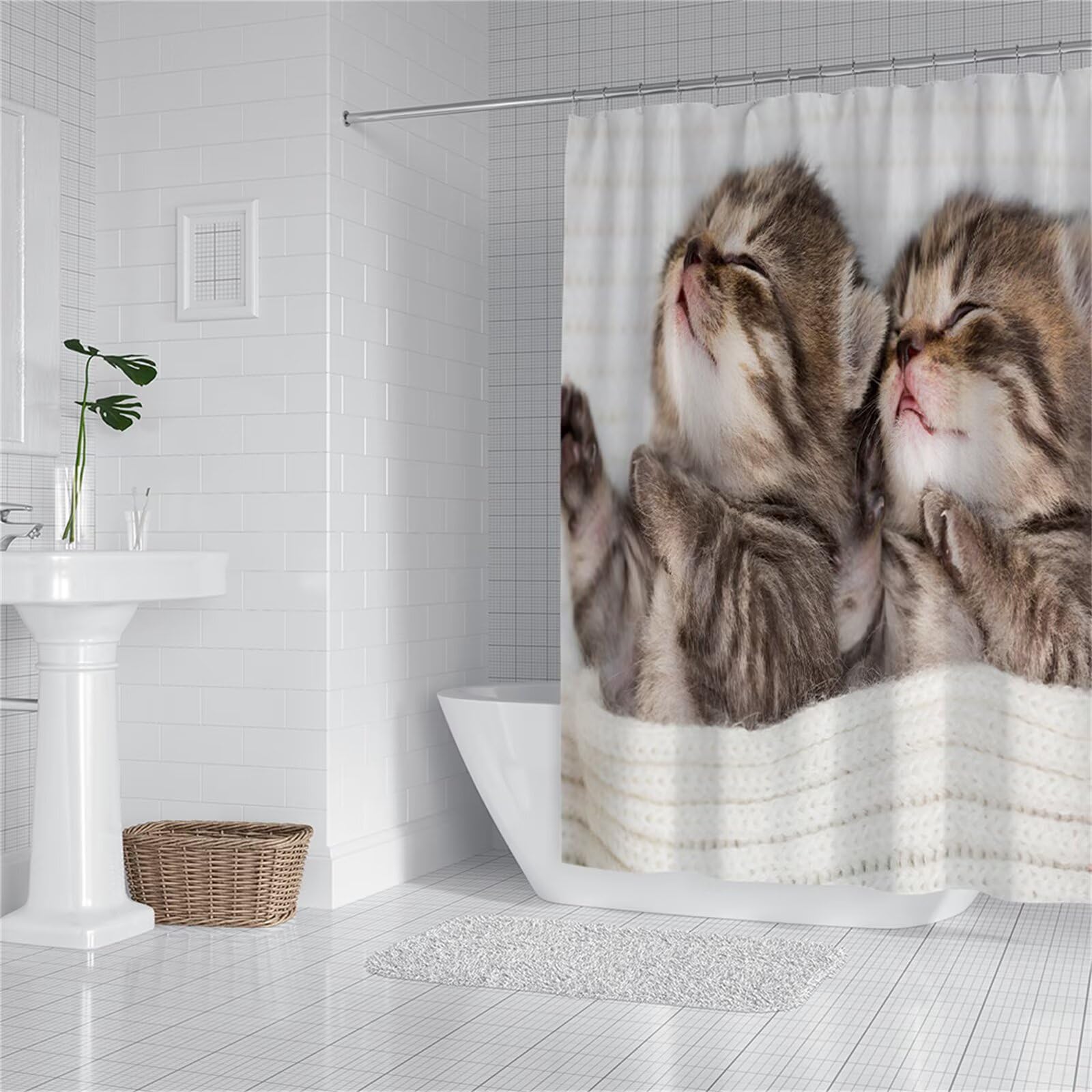 Rideau douche chat 100x180 cm, une idée cadeau femme pour la salle de bain