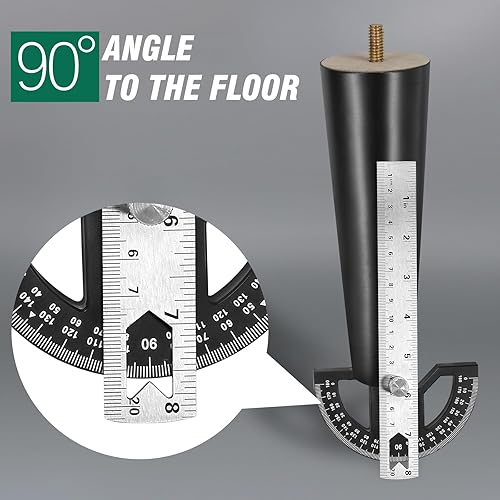 Miniatura 4 de Patas de madera de goma negra para muebles de 8 pulgadas, patas rectas de madera cónicas de mediados de siglo, patas de sofá UNC de 516 pulgadas,