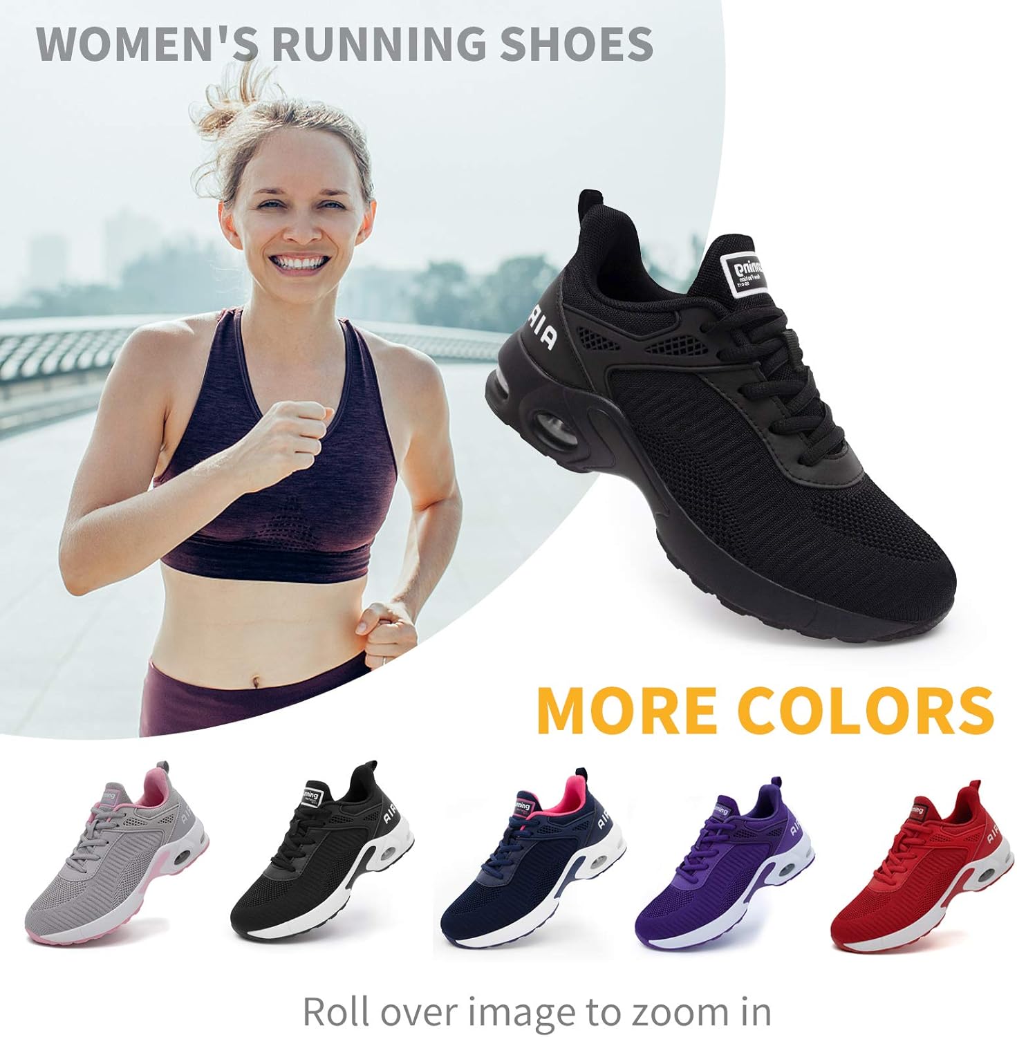 Akk Women Air Shoes Running Sneakers Tennis Walking Shoes Mesh Breathable Gym Work Fashion Sneakers 10 A All Black