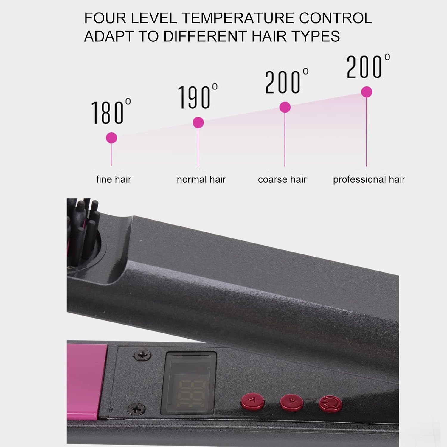 60W 3 in 1 Hair Curler Straightener with Comb, 30s Rapid Heating Hair Straightener, Multifunction Electric Styling Iron for Curling Straightening, Anti Scald Smooth Frizz 110‑240V(#3)