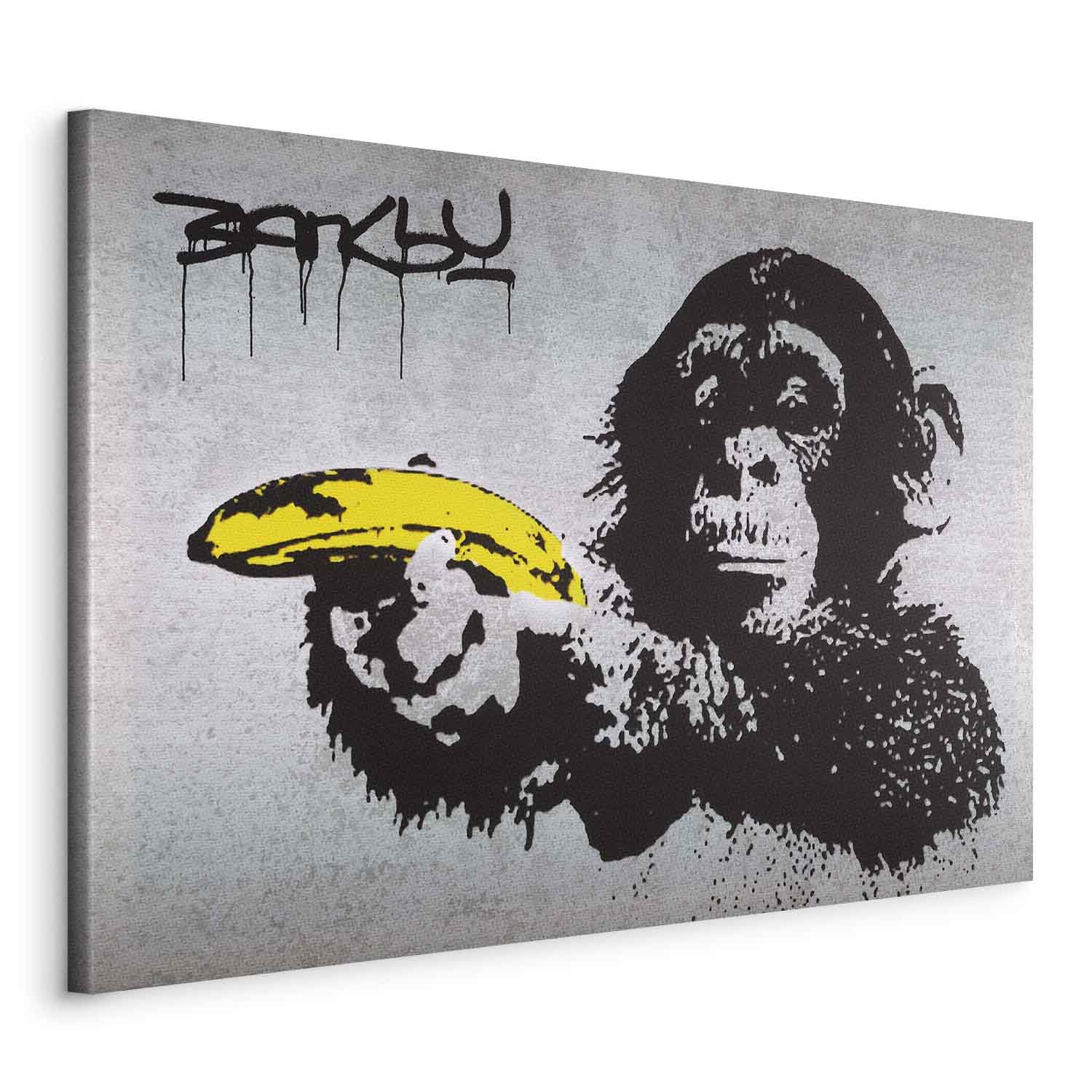 B&D XXL - Leinwandbild Affe mit bananen, 120x80 cm, 1-teilig, Schlafzimmer