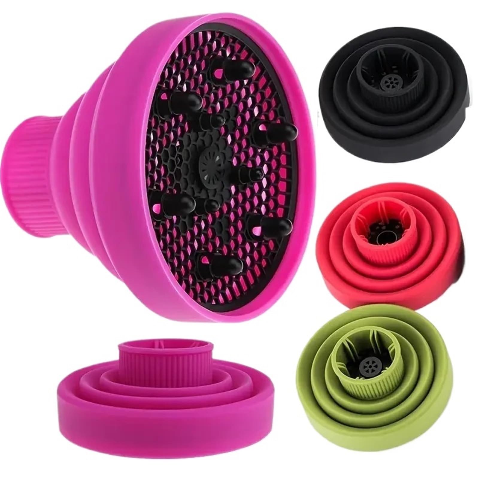 Difusor Universal For Secador De Pelo, De Silicona, Color Negro Y Rosa, Con Temperatura Ajustable Y Resistente.(Purple 1pcs)