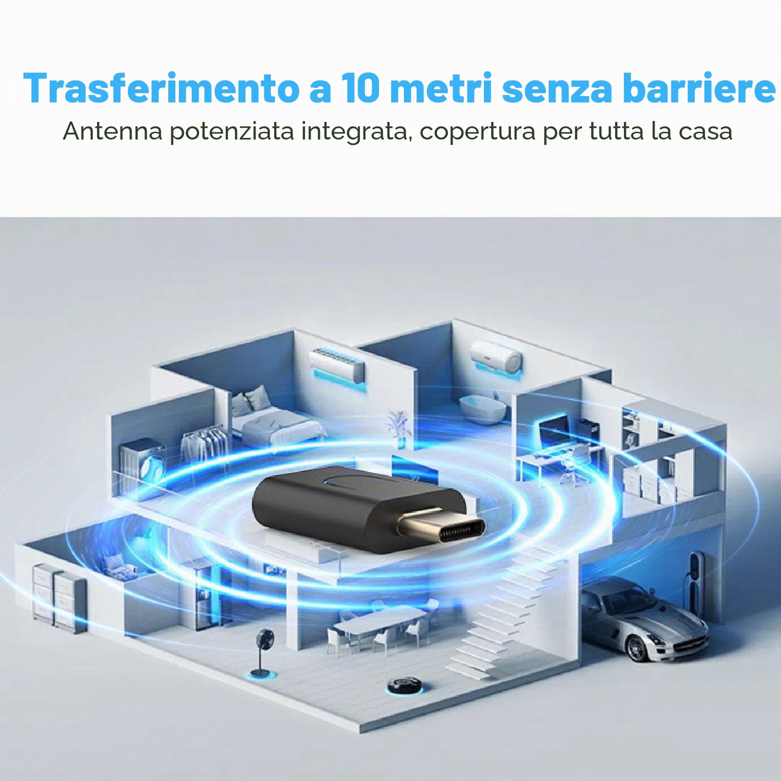 Adattatore audio USB C aptX 5.4 Bluetooth USB Audio trasmettitore per LE Audio con funzione vivavoce, adattatore musicale per PC, laptop, tablet, cuffie plug and play