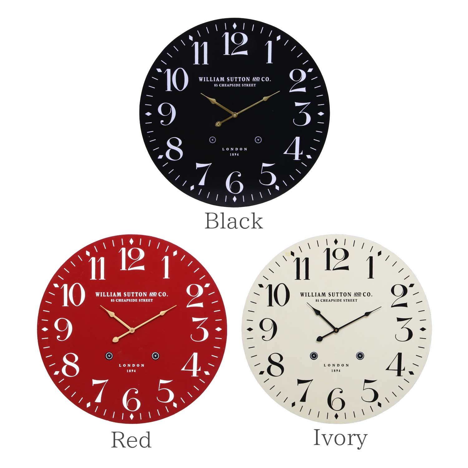 Amazon.co.jp: 不二貿易 ウォールクロック LONDON 直径60cm レッド
