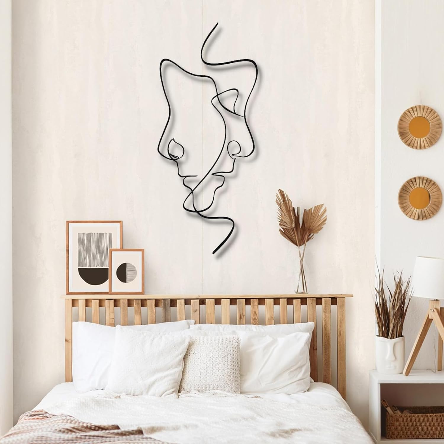Amazon.com: Metal Facial Art, 2 Faces Metal Wall Decor, Line Decoration ...