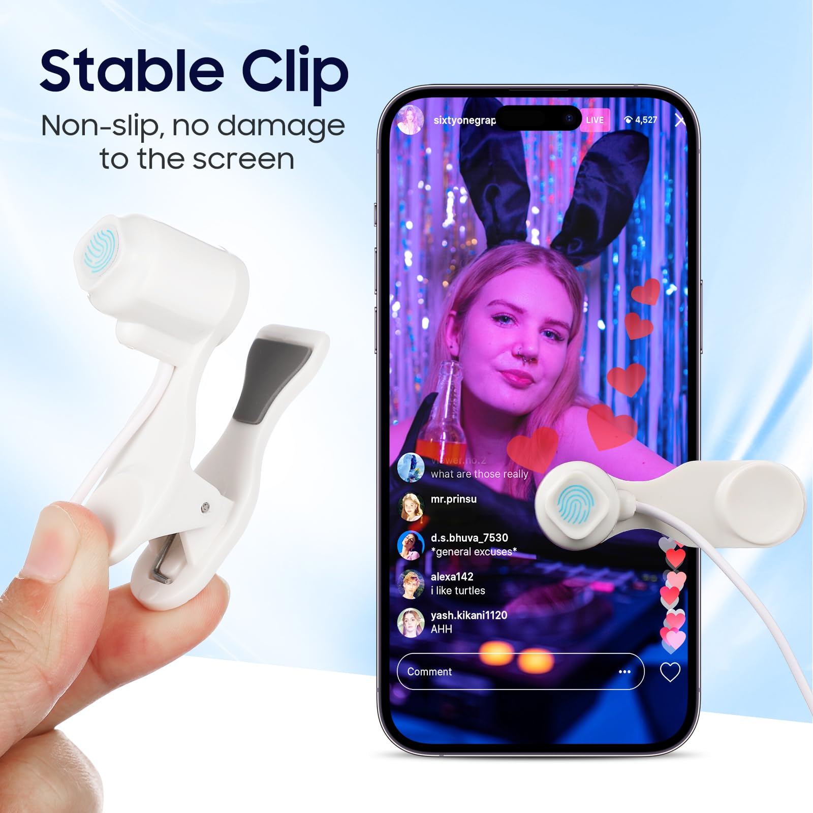 Gadpiparty 2 Stück Automatischer Bildschirm Klicker für Smartphone und Tablet, USB Screen Auto Klicker mit Einstellbarer Geschwindigkeit und Zufallsmodus für Live Streams und Shopping Apps, Weiß