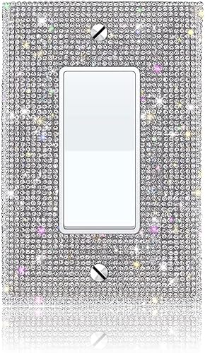 YSX-MB00 - Cubierta para interruptor de luz brillante y enchufes, cubierta de placa de pared con diamantes de imitación brillantes, cubierta de