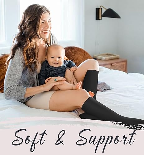 Miniatura 3 de COOLOVER 4 Pairs Compression Socks for Women & Men Circulation 15-20mmHg -Best Support for Nursing, Athletic, Cycling, Flight