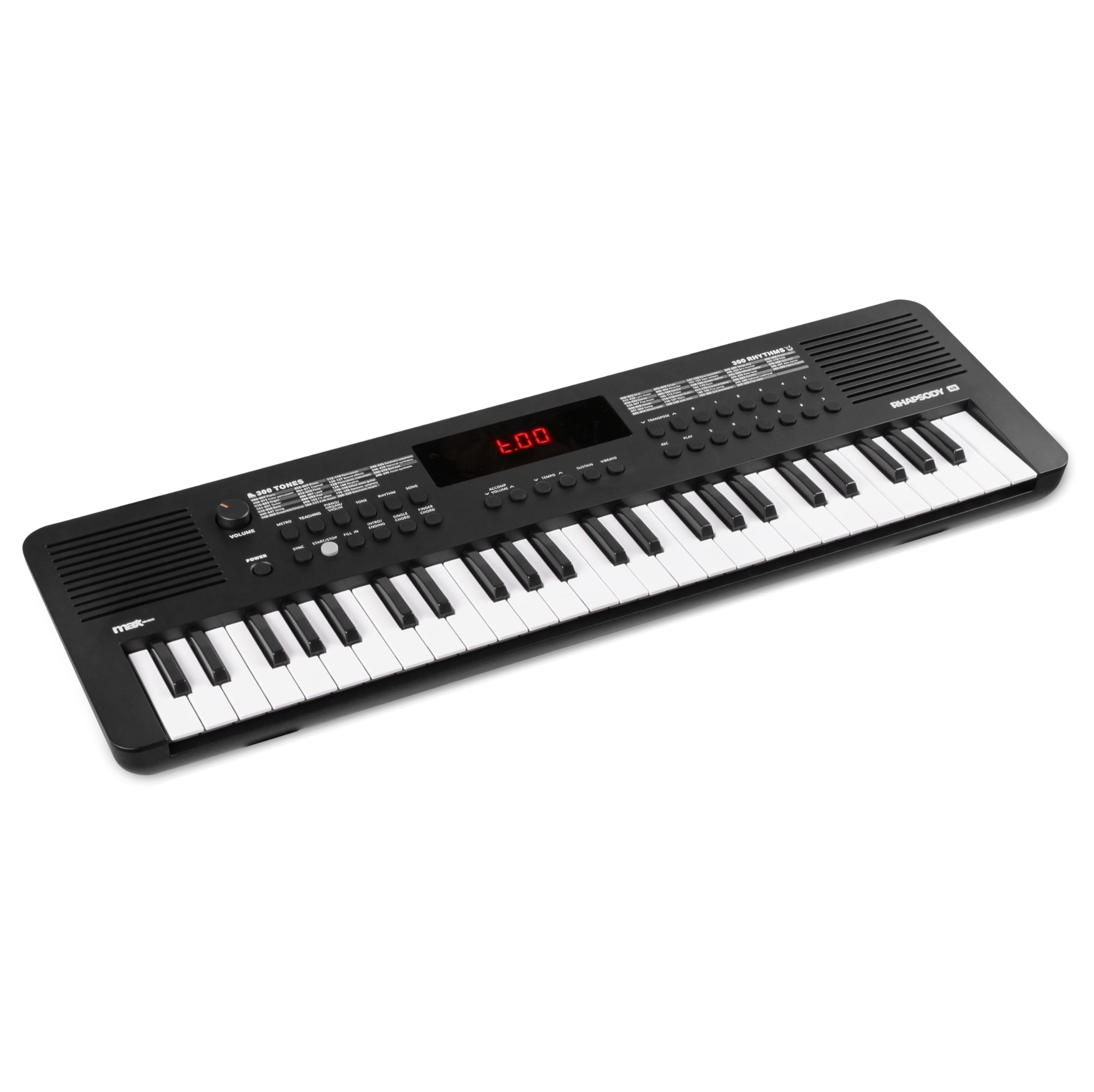 Max Rhapsody49 Clavier MIDI Électronique, 49 Touches, 300 Timbres, 300 Rythmes, Alimentation USB-C, Deux Haut-Parleurs Intégrés, Idéal pour les Producteurs de Musique et Home Studio