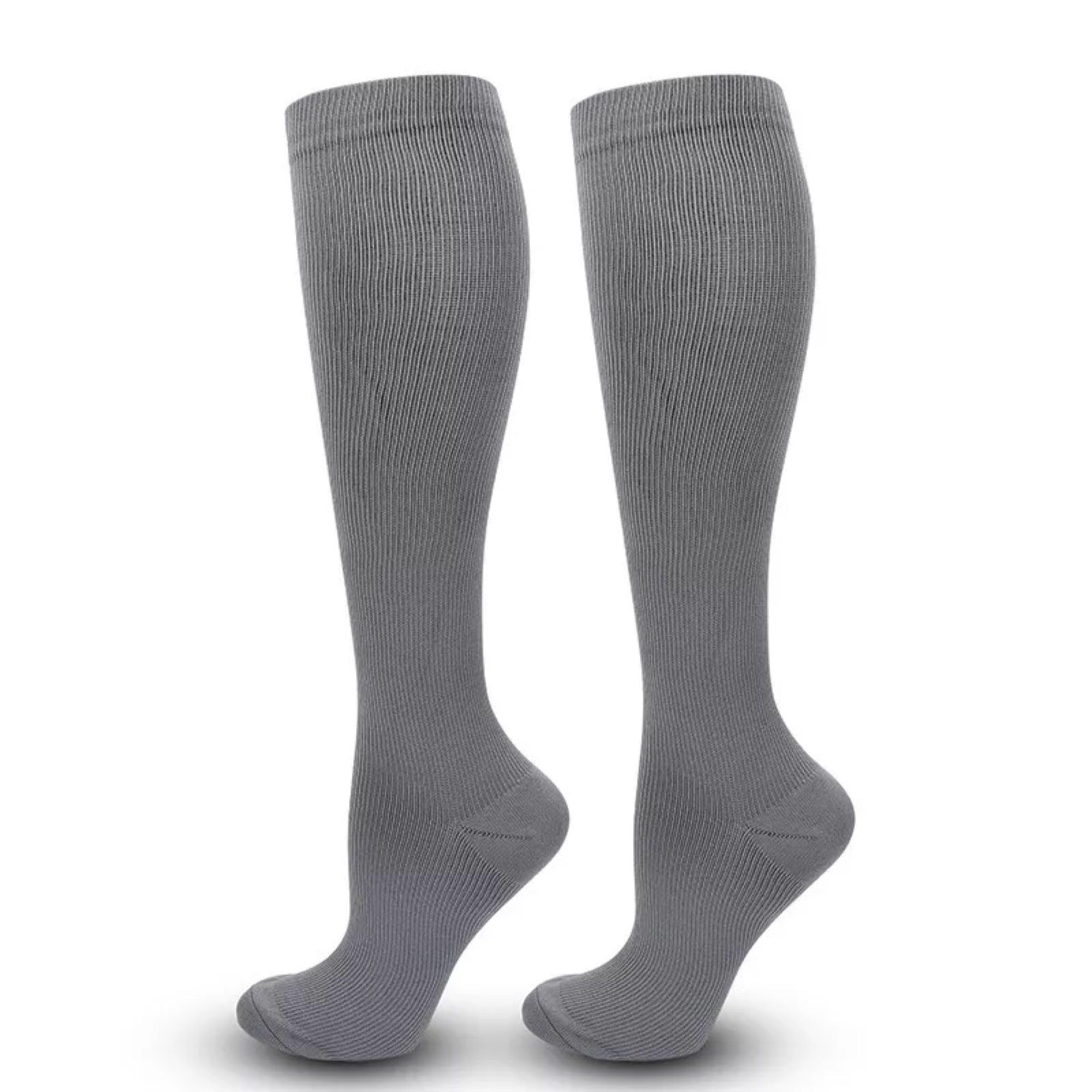 Unisex Xample Miracle Flight Travel Compression Socks | Anti-Swelling & Fatigue Support High-knee Socks for Running – Sports – DVT – Edema – Varicose Veins – Nursing & Travel (Grey, UK 7 - 12.5)