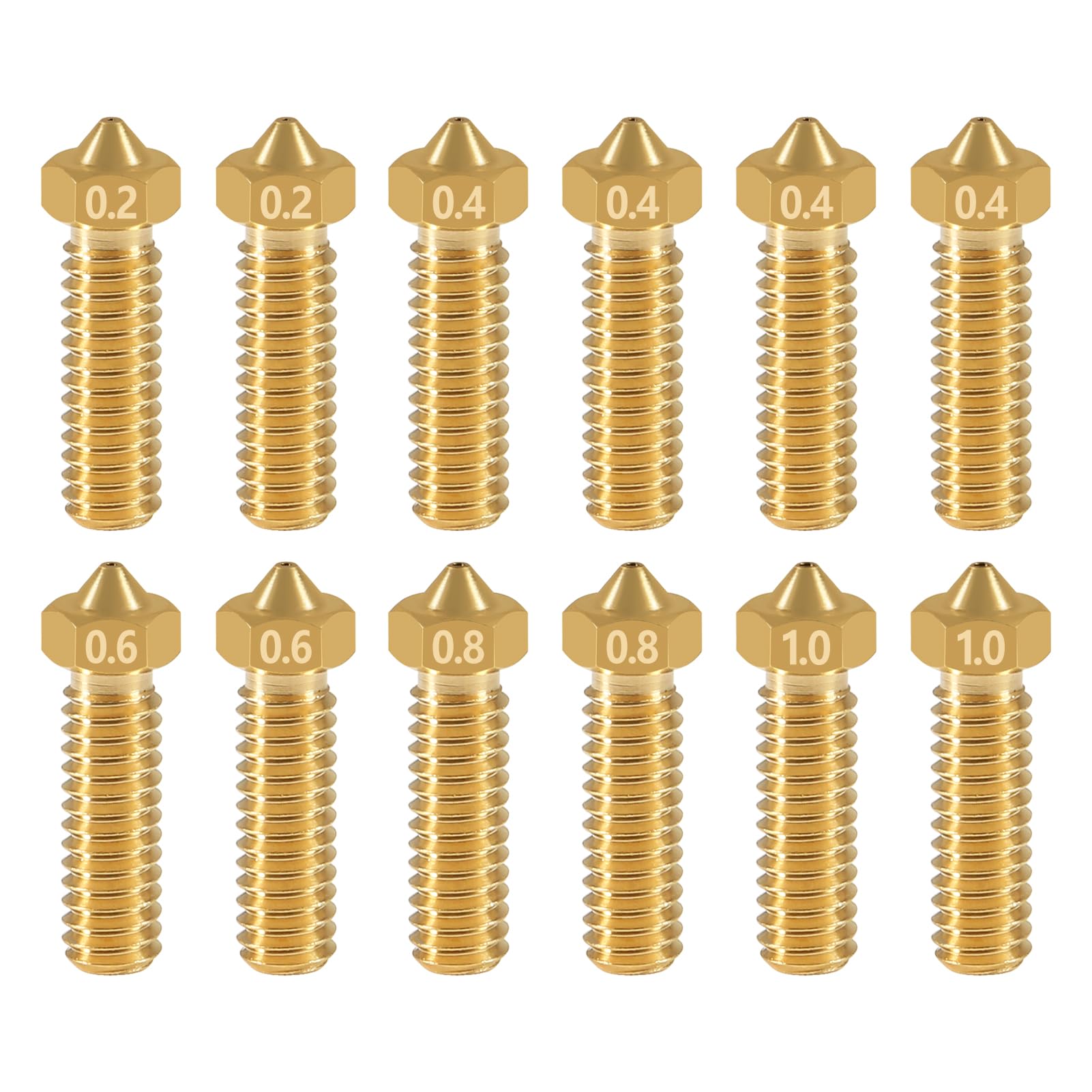 Aokin 3D Printer Brass Nozzle for Volcano Nozzle, 12 Pcs Brass Nozzles Kit 0.2mm 0.4mm 0.6mm 0.8mm 1.0mm for Anycubic Vyper, Kobra Max, Kobra Plus, 1.75mm Filament 3D Printer-image-11