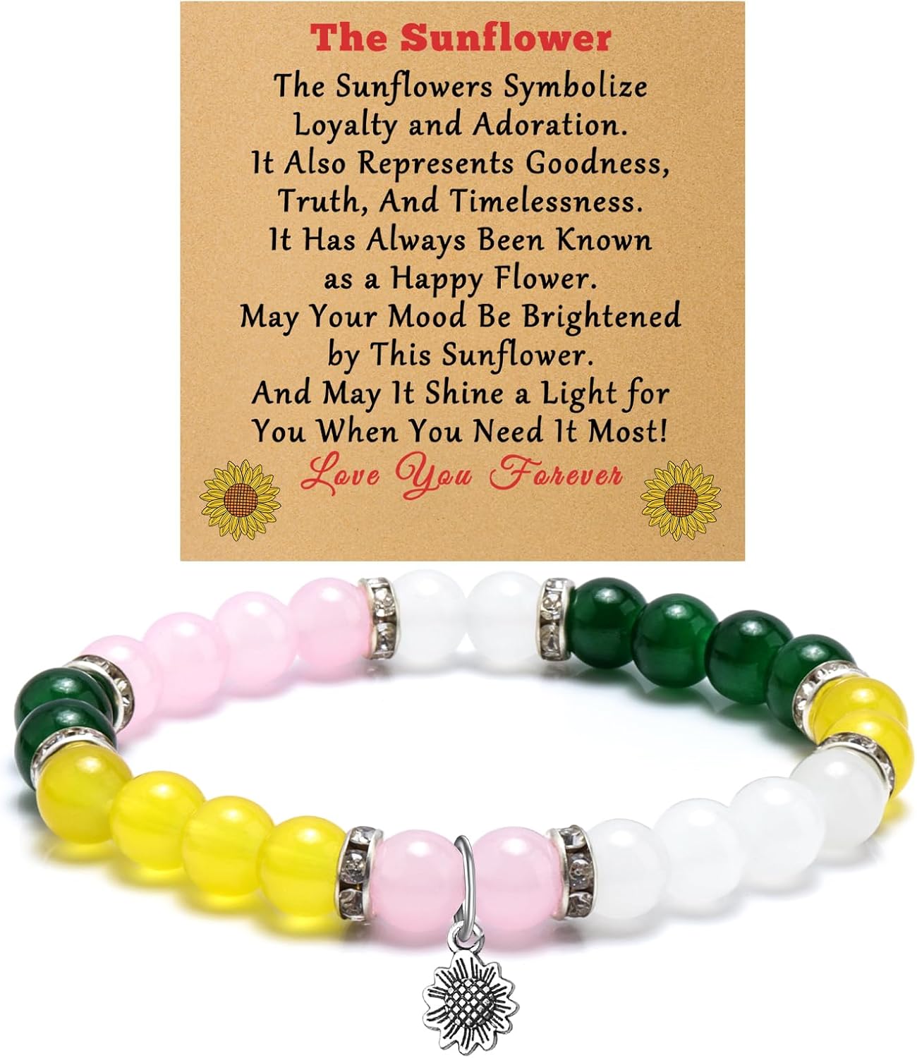 Emotional Support Beaded Bracelet Inspirational Motivational Encouragement Get Well Gifts for Women Friendship Gifts for Bestie BFF Friends Christmas Birthday Gift Jewelry Bracelet with Positive Card