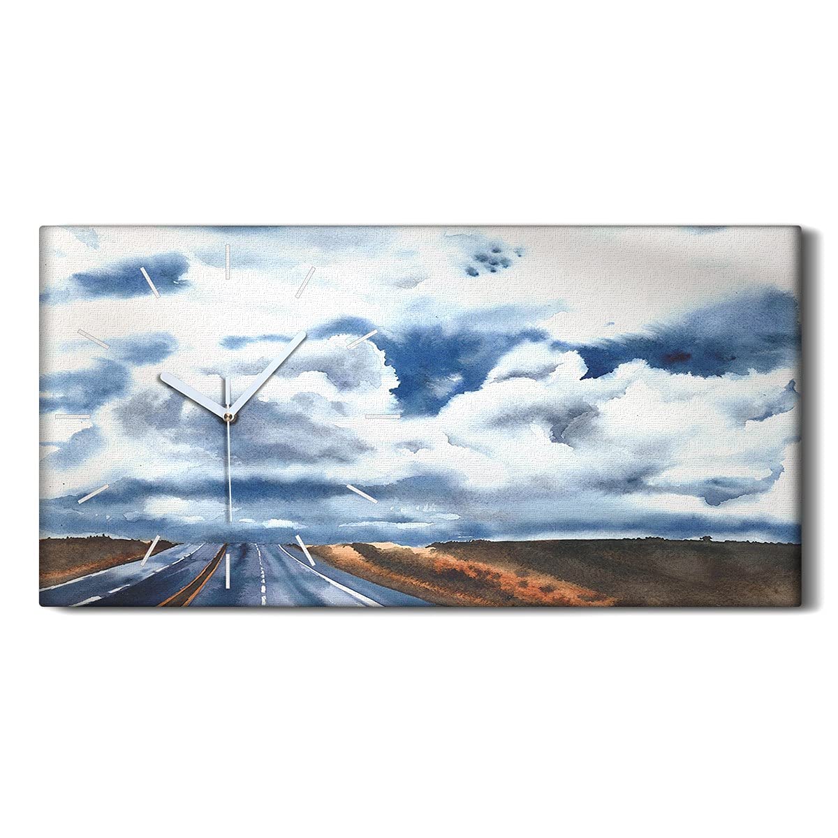 Image Art Moderne Horloge Murale Paysage Nuages Toile Lumineuse
